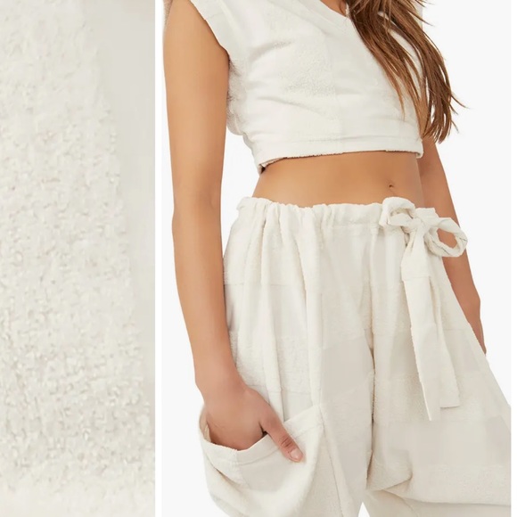 - Free People Beach Free-Est Island Terry Wide Leg Pants - Picture 2 of 6